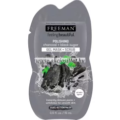 Freeman Feeling Beautiful Faszén Fekete Cukor kettős hatású gélmaszk és bőrradír 15ml tasakban