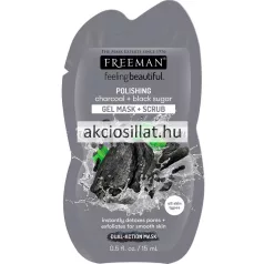 Freeman Feeling Beautiful Faszén Fekete Cukor kettős hatású gélmaszk és bőrradír 15ml tasakban