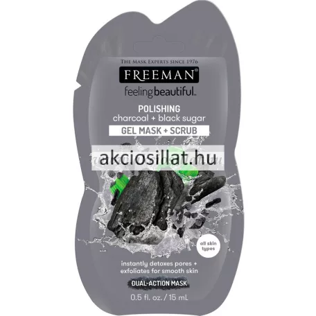 Freeman Feeling Beautiful Faszén Fekete Cukor kettős hatású gélmaszk és bőrradír 15ml tasakban