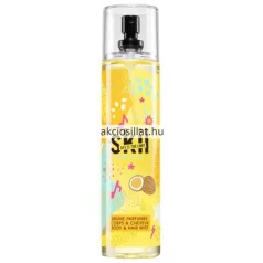 A skil-coconut-shake-testpermet-.jpg fotón a Jeanne Arthes Skil Coconut Shake testpermet 250ml-es kiszerelése látható: egy magas, hengeres alakú, átlátszó flakon, amelyben sárgás színű illatfolyadék van, fekete szórófejjel és átlátszó kupakkal, az elején vidám sárga-pink-kék mintákkal és egy kettévágott kókuszdió grafikájával.