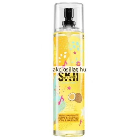 A skil-coconut-shake-testpermet-.jpg fotón a Jeanne Arthes Skil Coconut Shake testpermet 250ml-es kiszerelése látható: egy magas, hengeres alakú, átlátszó flakon, amelyben sárgás színű illatfolyadék van, fekete szórófejjel és átlátszó kupakkal, az elején vidám sárga-pink-kék mintákkal és egy kettévágott kókuszdió grafikájával.