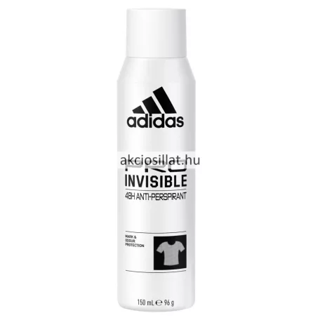 Adidas Pro Invisible Women 48H 150ml-es női izzadásgátló dezodor spray letisztult fehér flakonban.
