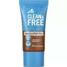 Manhattan Clean & Free vegán folyékony alapozó 46 Soft Chocolate árnyalatban, újrahasznosított tubusos csomagolásban.
