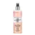 Bruno Banani Radiant Woman 250ml-es női testpermet és hajpermet hengeres, átlátszó flakonja ezüst porlasztófejjel, barackszínű folyadékkal és rózsaszín mintás felirattal.