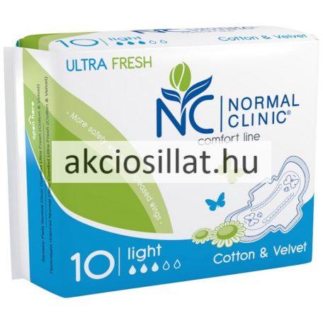 Normal Clinic Ultra Fresh Light Cotton & Velvet egészségügyi betét 10db