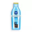 A Nivea Sun Protect Bronze naptej SPF30 200ml.jpg fotón a prémium naptej látható: egy ergonomikus, élénkkék színű flakon sárga kupakkal, az elülső oldalán a jellegzetes kerek, kék-sárga NIVEA SUN logóval, alatta fehér betűs protect & bronze, double action feliratokkal és egy nagyméretű, fehér színű 30-as fényvédő faktor jelöléssel.