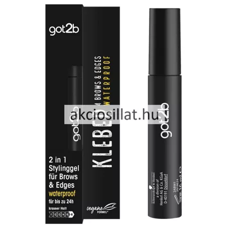 Got2b 2in1 Szemöldök és babahaj fixáló gél spirál fekete tubusban, kétoldalú kefével.
