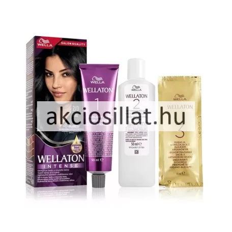 Wella Wellaton 2/0 fekete tartós intenzív krémhajfesték tubus előhívóval és tasakkal akciosillat