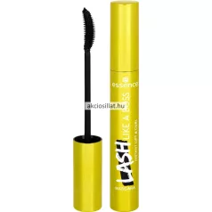 Essence Lash Like A Boss Instant Lift & Curl szempillaspirál sárga-zöld fémes csomagolásban, ívelt elasztomer kefével.