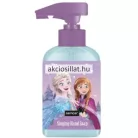 A Disney Frozen Jégvarázs zenélő folyékony szappan 250ml.jpg fotón az áttetsző, kékes árnyalatú flakon látható lila színű pumpás adagolófejjel, az elülső címkéjén a Sence márkanévvel, a Singing Hand Soap felirattal, valamint a Jégvarázs mese két főszereplőjének, Elsa és Anna hercegnőnek a színes grafikájával.