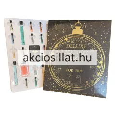 Deluxe Men Black Parfüm Adventi Kalendárium 24 darabos férfi parfümminta és roll-on válogatással nyitott állapotban akciosillat