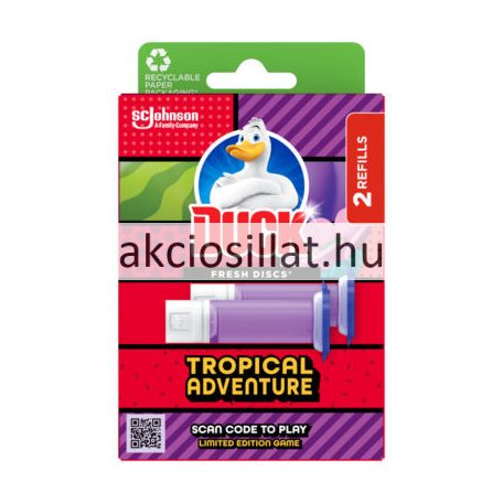 Duck Fresh Discs Wc-Tisztító Korong Utántöltő Tropical Adventure 2x36ml