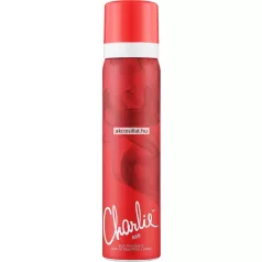 Revlon Charlie Red 75ml-es női dezodor piros flakonban, fehér kupakkal.