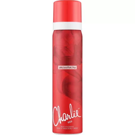 Revlon Charlie Red 75ml-es női dezodor piros flakonban, fehér kupakkal.