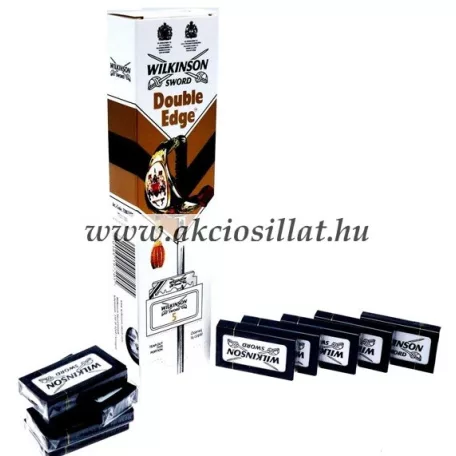 Wilkinson Sword Double Edge 5 darabos hagyományos kétoldali borotvapenge csomagolása és a fekete tokok.