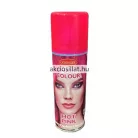Goodmark Hot Pink 125ml-es hajszínező spray álló hengeres fémdobozban melynek előlapján egy élénk rózsaszín hajú sminkelt női arc látható felette fehér betűs HAIR COLOUR felirattal alul pedig HOT PINK felirattal a flakon tetején egy ugyanolyan vibráló neonrózsaszín áttetsző műanyag kupak helyezkedik el