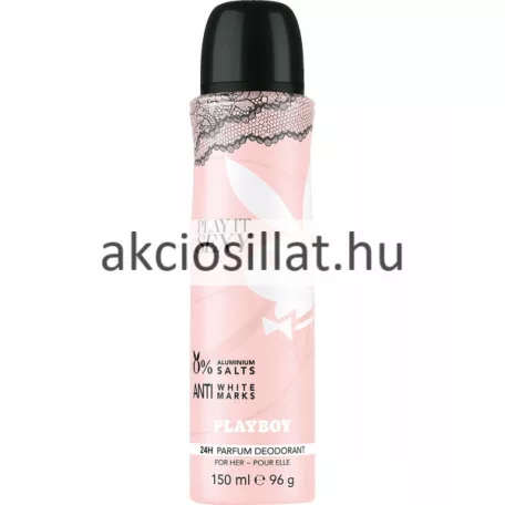 Playboy Play It Sexy 150ml 0% alumínium 24H női dezodor rózsaszín fekete csipkés dizájnnal akciosillat