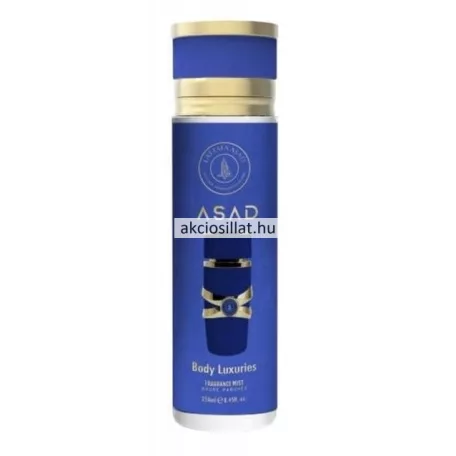 Body Luxuries Asad Blue 250ml férfi testpermet kék-arany flakonban, Asad Zanzibar jellegű illat.