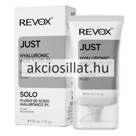 Revox Just Hyaluronic Acid Fluid 3% 30ml arckrém tubusa és doboza.