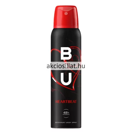 B.U. Heartbeat 150ml-es női dezodor spray piros, szívmintás flakonban.