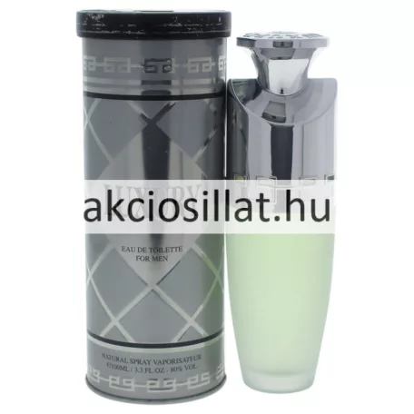 New Brand Luxury Men EDT 100ml férfi parfüm matt zöldes üvegben ezüst díszítéssel és henger alakú dobozzal