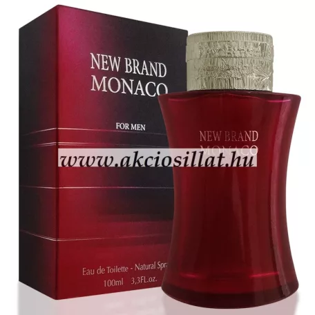 New Brand Monaco for Men 100ml-es férfi Eau de Toilette mélybordó üvege és a hozzá tartozó sötétbordó-fekete díszdoboz.