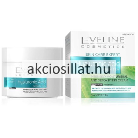 Eveline Skin Care Hyaluronsav + zöld tea intenzív hidratáló nappali és éjszakai arckrém 50ml