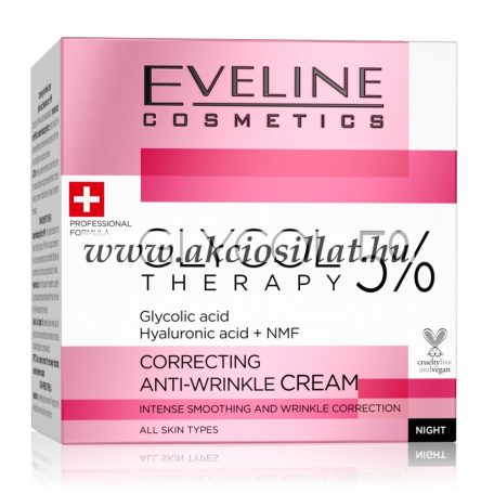 Eveline Glycol Therapy 5% Glikolsavas ránctalanító éjszakai arckrém 50ml