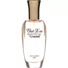 Chat D'or Caramell 30ml női Eau de Parfum elegáns üvege és krémszínű doboza.