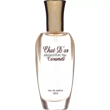 Chat D'or Caramell 30ml női Eau de Parfum elegáns üvege és krémszínű doboza.