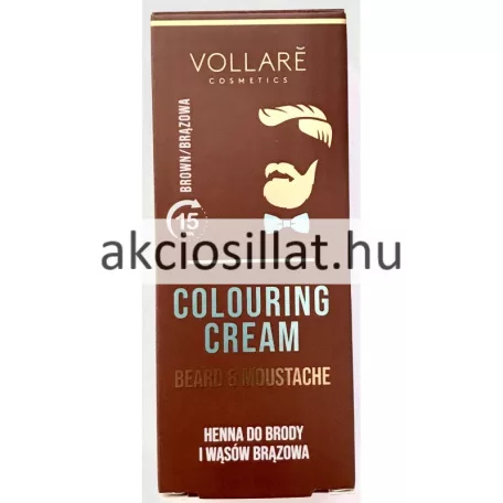 Vollaré Colouring Cream Brown barna szakáll és bajusz színező krém doboza és a benne található tubusok.