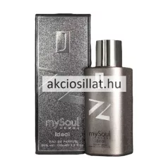 J.Fenzi My Soul Ideal 100ml EDP férfi parfüm fémes szürke üvegben és szemcsés textúrájú szürke dobozban.