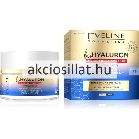 Eveline Bio Hyaluron 3XRetinol System 60+ multi tápláló intenzív bőrregeneráló arckrém 50ml