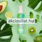 La Rive Mind Chill 200ml-es vegán test- és hajpermet zöld és rózsaszín pálmaleveles mintájú flakonja halványrózsaszín porlasztófejjel és átlátszó kupakkal.