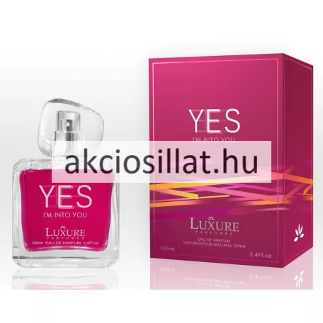 Luxure Yes I'm Into You 100ml EDP női parfüm élénk fukszia dobozzal és üveggel.