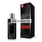 Chatler Armand Luxury Sport Men 100ml-es férfi parfüm hengeres fekete üvegben ezüst színű kupakkal fekete és vörös feliratokkal valamint mellette egy hozzá tartozó magas fekete díszdoboz vörös Sport felirattal