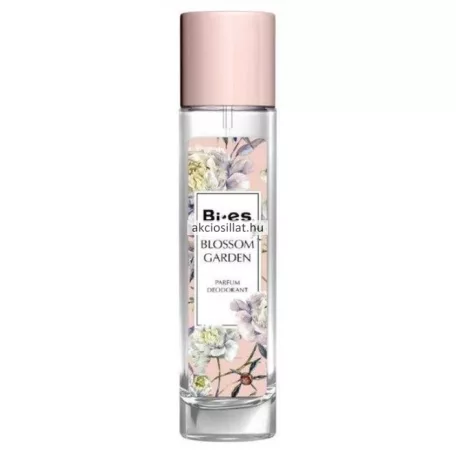 Bi-Es Blossom Garden 75ml deo natural spray üveg flakonban virágos mintával.