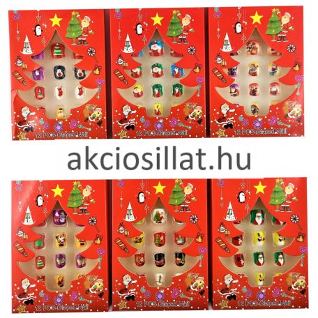 Öntapadós gyerek műköröm karácsonyi 12db