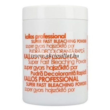 Kallos Professional 500g-os fehér tégelyes hajszőkítő por narancssárga felirattal professzionális használatra.