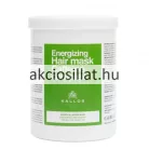 Kallos Keratin & Caffeine 1 literes hajpakolás nagy méretű fehér hengeres tégelye sötétbarna mintás felirattal és logóval.