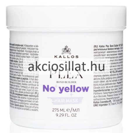 Kallos Plex No Yellow Hamvasító Hajpakolás sárga tónusok ellen 275ml 