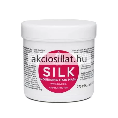 Kallos Kjmn Silk hajpakolás olívaolajjal és selyemproteinnel 275ml-es tégely