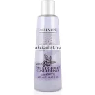 Az Imperity Impevita Dry Colored Conditioner Hajbalzsam 250ml.jpg fotón a professzionális hajbalzsam látható: egy letisztult, enyhén kúpos alakú áttetsző flakon matt ezüst színű kupakkal, az előlapján egy fát ábrázoló grafikával, alatta egy fekete-fehér áfonyaág rajzával, valamint a halványlila sávban elhelyezkedő DRY & COLORED CONDITIONER, IMPERITY MILANO és 250 ml feliratokkal.