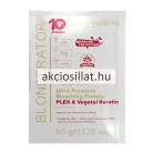 Imperity Blonderator Ultra Premium 50g-os szőkítőpor tasakja, fehér és arany feliratokkal, piros 10-es számmal és PLEX & Vegetal Keratin jelöléssel.