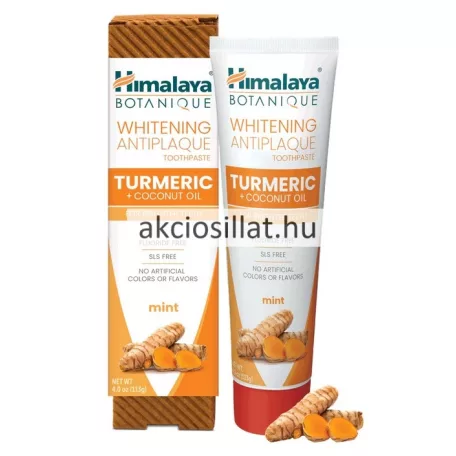 himalaya botanique turmeric and coconut oil 113g feherito fogkrem doboza es tubusa kurkumaval