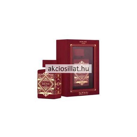Lattafa Bade'e Al Oud Sublime 100ml EDP vörös üvegben arany díszítéssel.