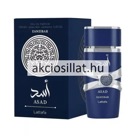 Lattafa Asad Zanzibar 100ml EDP férfi parfüm kék üvegben - Akciós Illat
