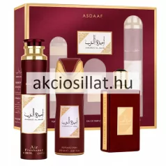 Asdaaf Ameerat Al Arab 3 részes női arab ajándékcsomag parfümmel dezodorral és lakásillatosítóval bordó arany díszdobozban