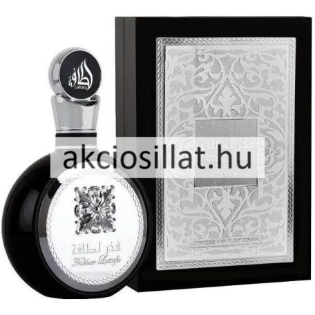 Lattafa Fakhar Black 100ml EDP férfi parfüm fekete és ezüst díszes üvegben