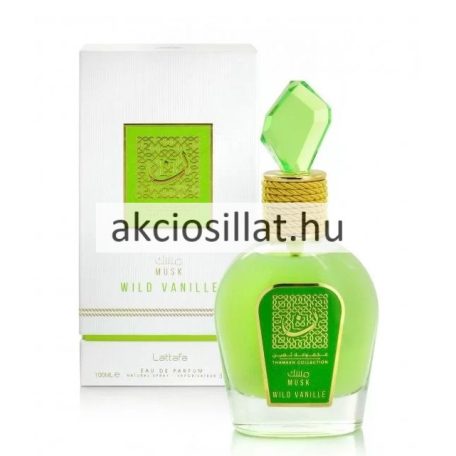 Lattafa Wild Vanille Musk 100ml EDP női parfüm letisztult, elegáns üvegben.